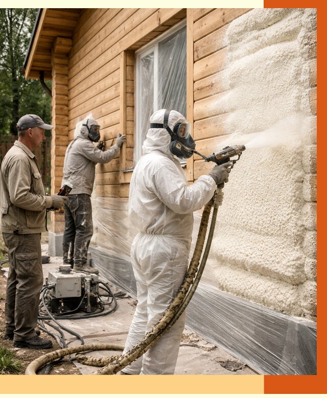 Утепление дома из бруса ППУ в Лянторе от 3941 руб/м2 под ключ | ТепломастерЛнт