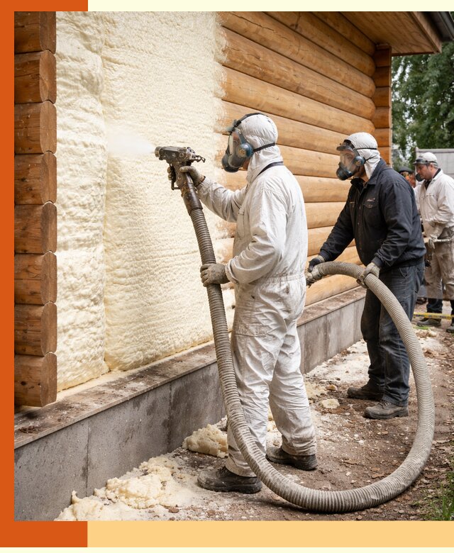 Утепление дома из бруса пенополиуретаном в Лянторе