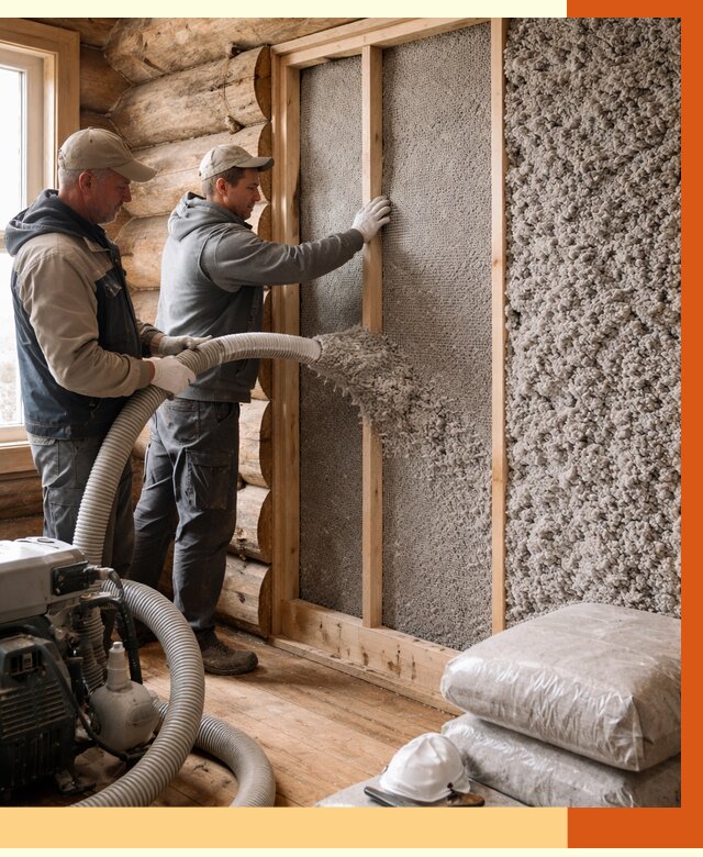 Утепление бревенчатого дома эковатой в Лянторе от 2815 руб. | ТепломастерЛнт