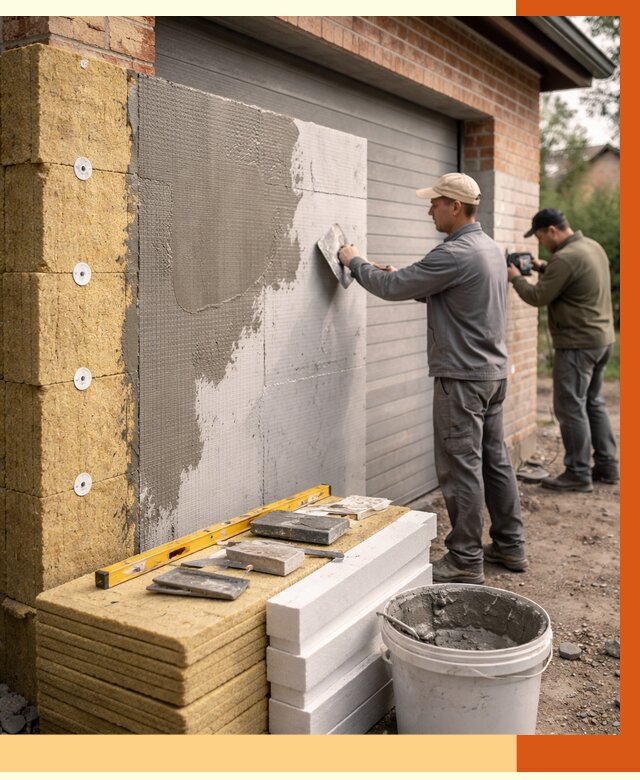 Утепление гаража снаружи в Лянторе от 4300 руб. за м2 — наружное утепление под ключ | ТепломастерЛнт