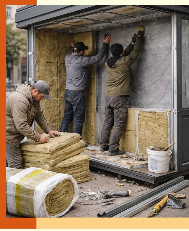 Утепление павильона шаурмы под ключ в Лянторе