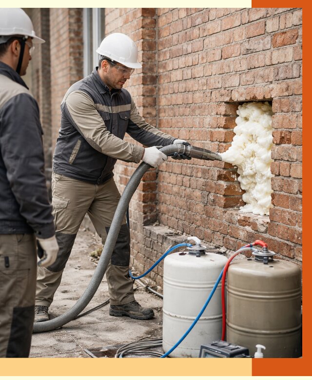 Заливка ППУ в пустоты кирпичной стены в Лянторе от 2815 руб. | ТепломастерЛнт