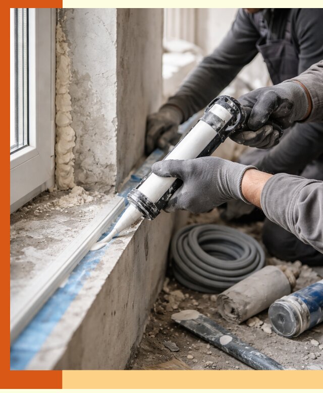 Герметизация стыков и примыканий зданий в Лянторе