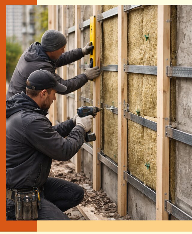 Монтаж обрешетки под утепление зданий и квартир в Лянторе